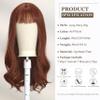Esmee 24 Inches Long Wavy Rde Brown Wigs for Women Natural Synthetic Hair Heat Resistant Wigs with Bangs for Daily Party Cosplay Use (Wine Red) view 2