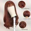 Esmee 24 Inches Long Wavy Rde Brown Wigs for Women Natural Synthetic Hair Heat Resistant Wigs with Bangs for Daily Party Cosplay Use (Wine Red) view 3