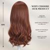 Esmee 24 Inches Long Wavy Rde Brown Wigs for Women Natural Synthetic Hair Heat Resistant Wigs with Bangs for Daily Party Cosplay Use (Wine Red) view 4
