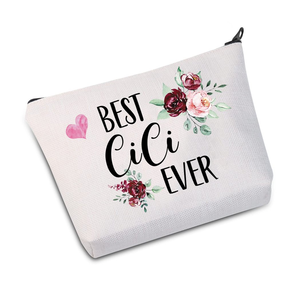 JXGZSO CiCi Gifts Best CiCi Ever Makeup Bag Mother's Day Gift For Mom Grandma Grandmother (Best CiCi Ever Bag)