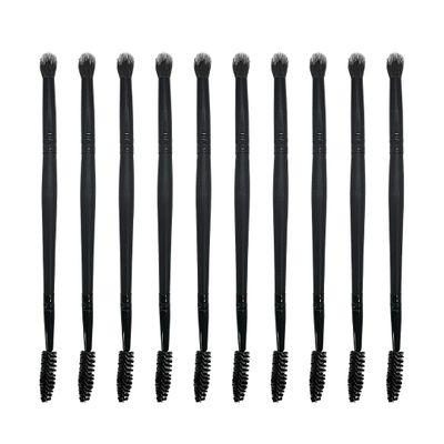 10 pcs LONG HANDLE DUAL END LASH WASH CLEANSER BRUSHES (LASH SPOOLIE + SOFT BRISTLE BRUSH IN ONE!) (BLACK)