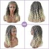 18.5" Braided Wig Swiss Lace Front Box Braids Wig For Black Women Twist Cornrow With Natural Baby Hair Lightweight Heat Friendly Curly Wavy Ends Synthetic Hair Wigs (1B/613T# Black Blonde Ombre) view 3