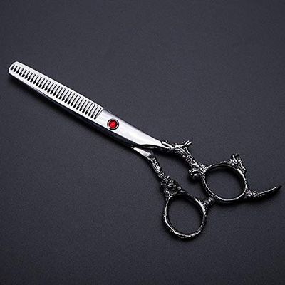 Professional Hair Cutting Shears, Professional 6 inch 440C steel dragon hair scissors bag set cutting scissor barber thinning shears scisors hairdressing scissors (Color : Thinning scissor)