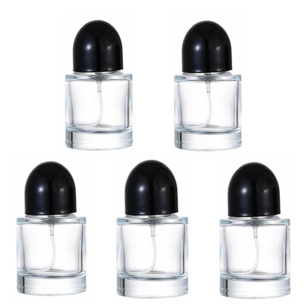 30ML Glass Perfume Bottles Empty Clear Spray Perfume Bottles with Black Lid Refillable Portable Perfume Atomizer Vials Refillable Cosmetic Containers for Perfume Essential Oils Liquids,5 Pack