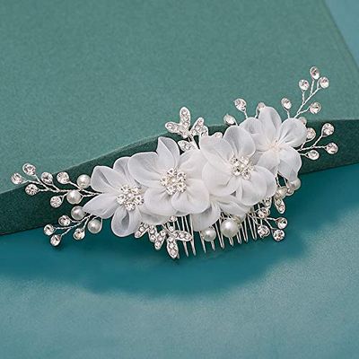 Bride Hair Combs Hair Accessories Wedding Bridal Headpiece Silver Color Crystal Pearl Wedding Hair Jewelry Silver7