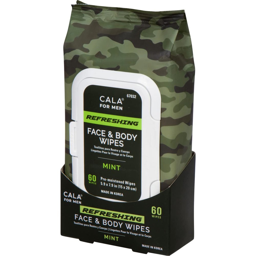 Cala Men's Refreshing Face & Body Wipes: Mint (60 Sheets)