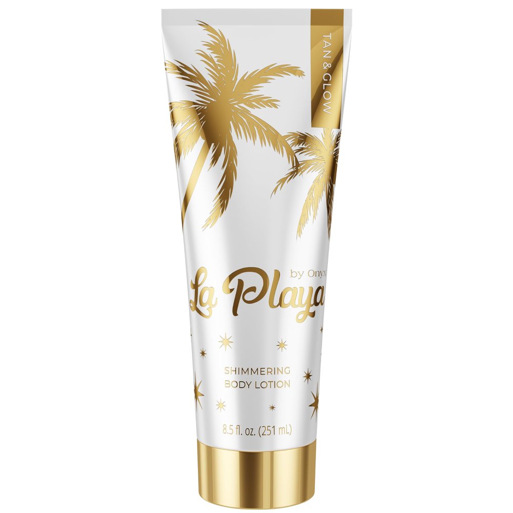 Onyx La Playa Tan & Glow Body Shimmer - Tan Extender & Illuminating Moisturizer - Anti-Streak After Tanning Lotion & Body Highlighter with Anti-Cellulite & Moisturizing Effect, Paraben Free