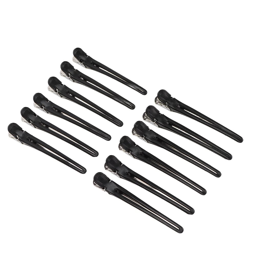 12Pcs Duckbill Clips, Duck Bill Hair Clips, Curl Clips, Crocodile Clips, Sturdy Prevent Slipping Seamless Professional Hair Styling Clips for Barber Shop Hair Stylist