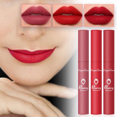 3pcs Lipstick for Women Strawberry Lip Tint Strawberry Lip Tint Lipstick Set Matte Lip Tint Lipstick Waterproof Long Lasting,B