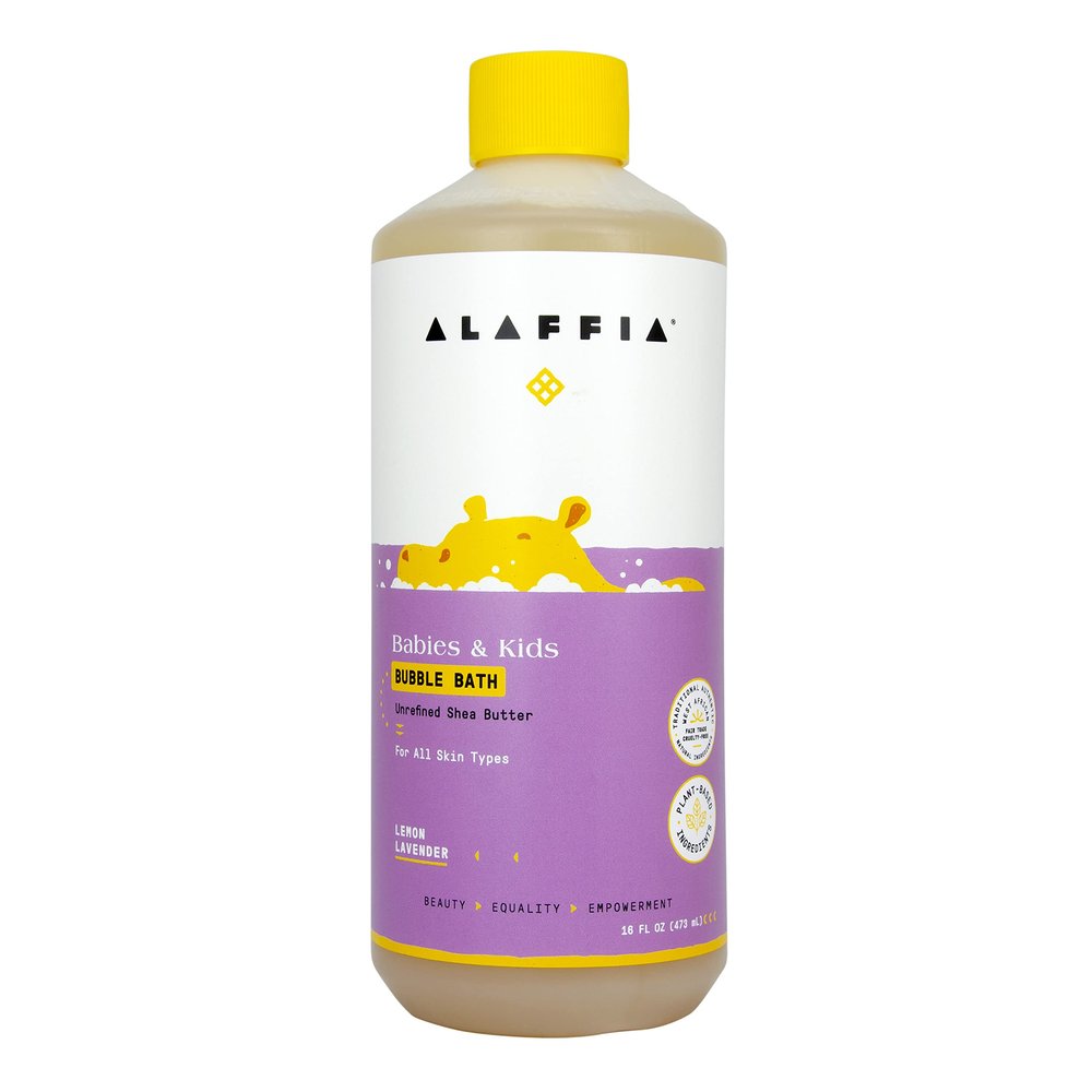 Alaffia Babies and Kids Bubble Bath, Gentle Bath Essentials for Delicate Skin, Plant-Based Formula That is Paraben & Sulfate-Free, Vegan, Calming with Long-Lasting Bubbles, Lemon Lavender 16 Fl Oz