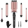 Curling Wand Set, Curling Iron Interchangeable 3 Barrel Wand Curler with Ceramic Tourmaline Professional 5 in 1 Wand Curling Iron,for Women with Curler and Waver view 1