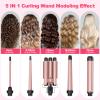 Curling Wand Set, Curling Iron Interchangeable 3 Barrel Wand Curler with Ceramic Tourmaline Professional 5 in 1 Wand Curling Iron,for Women with Curler and Waver view 2