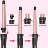 Curling Wand Set, Curling Iron Interchangeable 3 Barrel Wand Curler with Ceramic Tourmaline Professional 5 in 1 Wand Curling Iron,for Women with Curler and Waver view 4