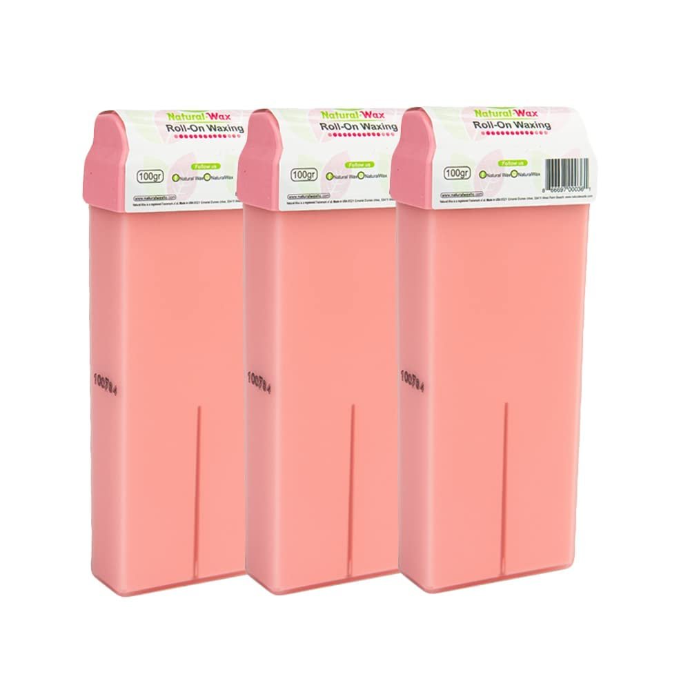 NATURAL-WAX NATURAL DEPILATORY WAX Wax Cartridge - 3 x 3.52 Ounce - 100% Organic, Residue-Free, Hair Removal for All Skin Types - Unisex, Waxing for Arms, Legs, Chest