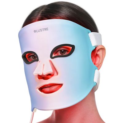 LED Face Mask Light Therapy 2-in-1 Red Light Mask & Blue Light Mask for Acne & Anti-Aging Skincare Dermatologist-Approved Silicone Blue & Red Light Therapy Mask for Face Treatment by LUSTRE