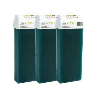 Natural Wax Roll-On Hair Removal Cartridge - 100% Organic Roller Wax, No Residue (Pack of 3)