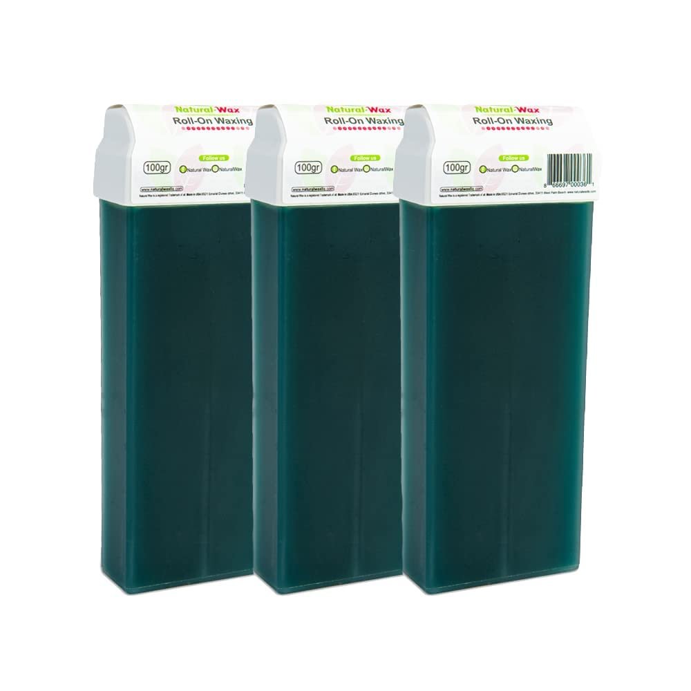 Natural Wax Roll-On Hair Removal Cartridge - 100% Organic Roller Wax, No Residue (Pack of 3)