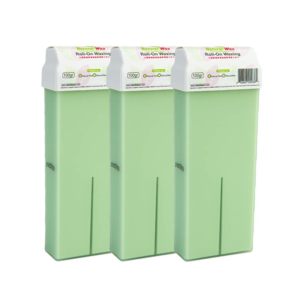 Natural Roll-On Waxing Cartridge - 100% Organic Hair Removal Roller - No Residue (Pack of 3)