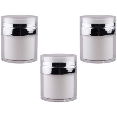 Beaupretty 3pcs Press Cream Jar Pump Container for White Hairdressing Gown Airless Pump Cream Jar Face Lotion Jar Pot Airless Cosmetic Container Cream Cosmetic Jars Cans Travel Pp Filling