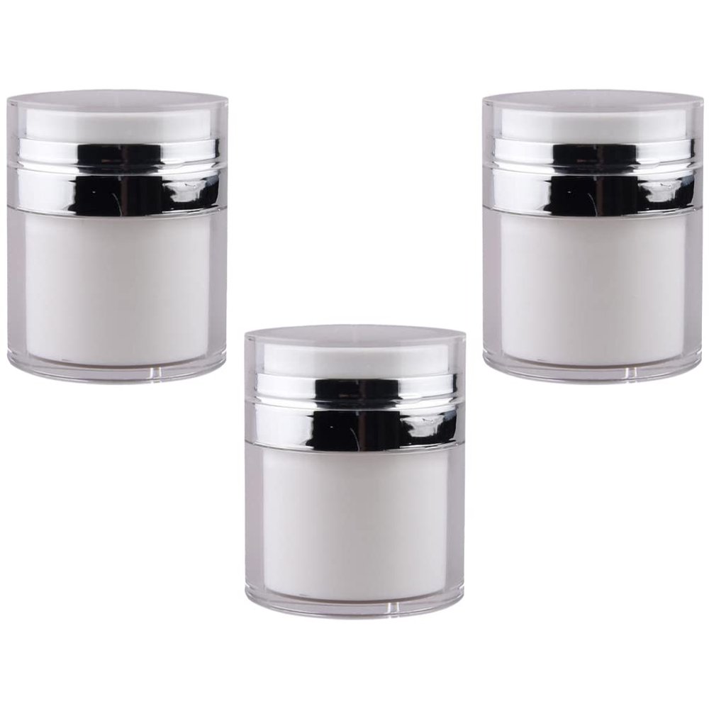 Beaupretty 3pcs Press Cream Jar Pump Container for White Hairdressing Gown Airless Pump Cream Jar Face Lotion Jar Pot Airless Cosmetic Container Cream Cosmetic Jars Cans Travel Pp Filling
