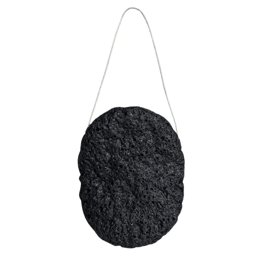 Wildpier Beauty Bamboo Charcoal Konjac Sponge, Natural Luxury Facial Exfoliator, Face Scrubber, Makeup Remover, Plant Based Gentle Cleansing for Sensitive Skin, Removes Dead Skin Cells, Black