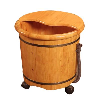 NUBAOzy Foot Tub Wooden Foot Basin Large Foot Soak Bath Tub,Foot Washing Barrel,Cypress Wood Sauna Bucket with Wheel, Bottom Drainage Foot Bath Wooden Bucket Foot Spa Household Wash Ba (Size : 36cm)