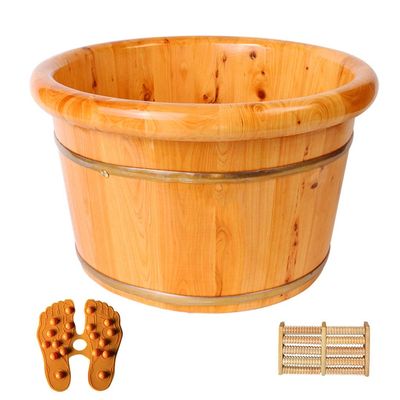 NUBAOzy Foot Tub Wooden Foot Basin Foot Soak Bath Tub,Foot Washing Barrel,Wood Sauna Bucket,Sauna Spa Accessory with Massager Foot Bath Wooden Bucket Foot Spa Household Wash Ba (Size : C)