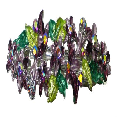 JCGY Crystal Flower Barrette for Women Girls Metal Hair Clip U86800-1purple