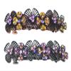 Set of 2 JCGY Metal Barrettes Artwork Design Crystal Flower Barrettes U86800-4lavRose view 1