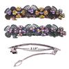 Set of 2 JCGY Metal Barrettes Artwork Design Crystal Flower Barrettes U86800-4lavRose view 2