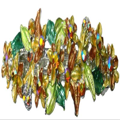 JCGY Crystal Flower Barrette for Women Girls Metal Hair Clip U86800-1Brown
