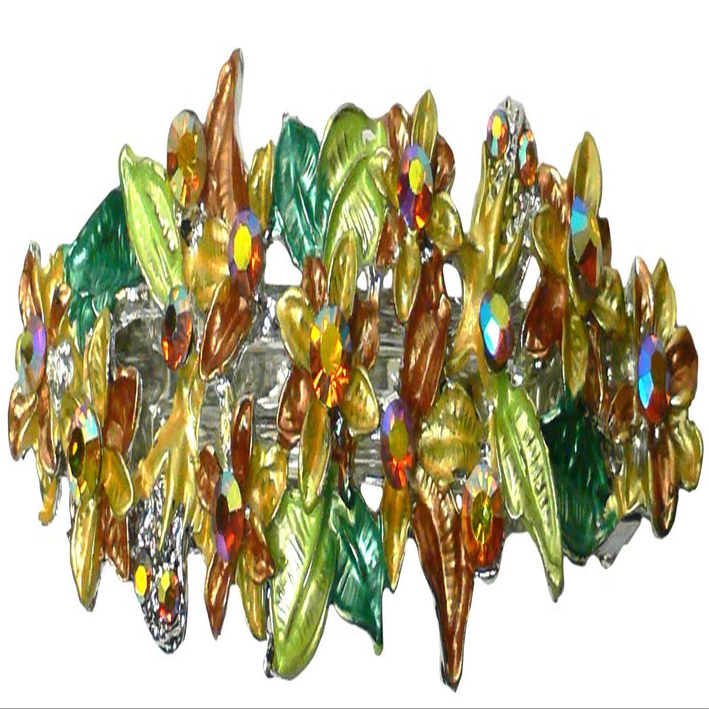 JCGY Crystal Flower Barrette for Women Girls Metal Hair Clip U86800-1Brown