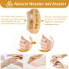 Generic Wooden Fingernail Nail Brushes for Cleaning, Natural Boar Sisal Bristle Two-sided Non-slip Hand Foot Nails Cleaner Scrubber for Men Women Kids view 2