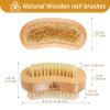 Generic Wooden Fingernail Nail Brushes for Cleaning, Natural Boar Sisal Bristle Two-sided Non-slip Hand Foot Nails Cleaner Scrubber for Men Women Kids view 3