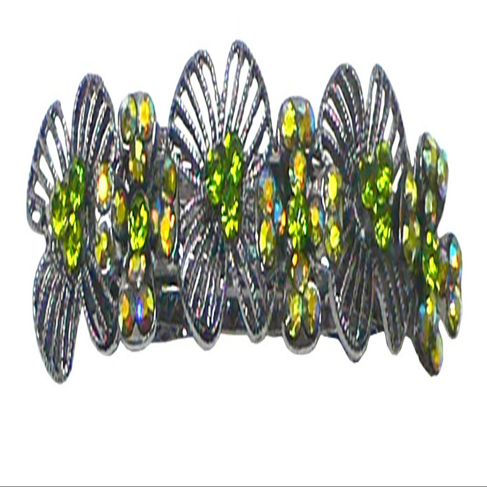 JCGY Metal Barrette Artwork Design Crystal Flower Barrette YY86800-4olivine
