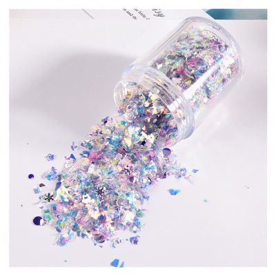 HANRUO 10g Irregular Shell Paper Paillettes Glitter Mix High Flash Crystal Sequins Colorful Flakes for 3D DIY Nail Art Decoration (Color : Mix Cream, Size : 10g/Bag)