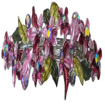 JCGY Crystal Flower Barrette for Women Girls Metal Hair Clip U86800-1rose
