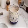 ETROVES Ceramic Shaving Bowl | Scuttle Leather Bowl for Men, Easy Leather Soap Bowl, 4 Inch, White Blue view 2