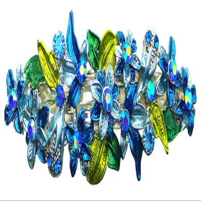 JCGY Crystal Flower Barrette for Women Girls Metal Hair ClipU86800-1sblue