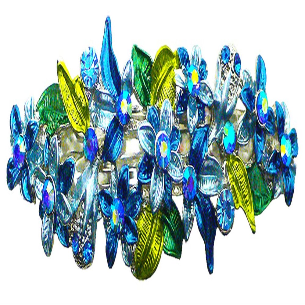 JCGY Crystal Flower Barrette for Women Girls Metal Hair ClipU86800-1sblue