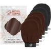 Natural Elephant Exfoliating Hammam Glove - Face and Body Exfoliator Mitt 5 and 10 Packs (3 Brown, 2 Black (Pack of 5)) view 1