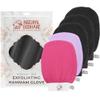 Natural Elephant Exfoliating Hammam Glove - Face and Body Exfoliator Mitt 5 and 10 Packs (3 Black, 1 Pink, 1 Lilac (Pack of 5)) view 1