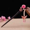 qbodp Wooden Hair Sticks for Buns,Imitation Pearls Butterfly Tassel Hair Chopsticks Pink Flower Hair Pins Stick Chinese Classical Ebony Chopsticks for Women Hair Accessories view 1