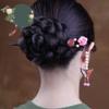 qbodp Wooden Hair Sticks for Buns,Imitation Pearls Butterfly Tassel Hair Chopsticks Pink Flower Hair Pins Stick Chinese Classical Ebony Chopsticks for Women Hair Accessories view 2