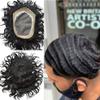 Afro Men Toupee Durable Fine Mono Base Curly African Wavy Hair Pieces For Black Men Mono Lace PU around 100% European Human Hair Easy To Install Hair Replacement Weave Unit For African American Men(20mm -7x10", #1 jet black -110% light to medium dens view 1