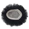 Afro Men Toupee Durable Fine Mono Base Curly African Wavy Hair Pieces For Black Men Mono Lace PU around 100% European Human Hair Easy To Install Hair Replacement Weave Unit For African American Men(12mm- 8x11", #1 jet black -110% light to medium dens view 4