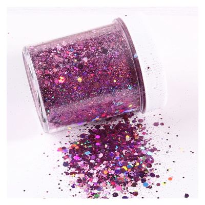 HANRUO Mix 0.2-3mm Nail Mermaid Glitter Flakes Sparkly 3D Hexagon Colorful Sequins Spangles Polish Manicure Nails Art Phone Decor (Color : Mix Lila 23, Size : 75g Bag)