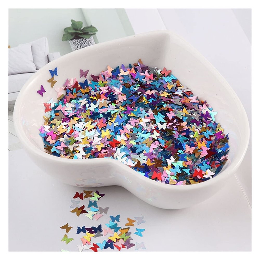 HANRUO Ultrathin 4mm Butterfly Sequins Nail Glitter Paillettes PET Sequin Nails Art Manicure DIY Material 10G (Color : Mix Colors)