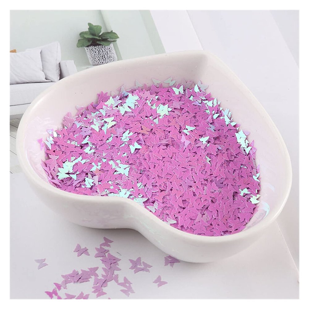 HANRUO Ultrathin 4mm Butterfly Sequins Nail Glitter Paillettes PET Sequin Nails Art Manicure DIY Material 10G (Color : AB Light Purple)