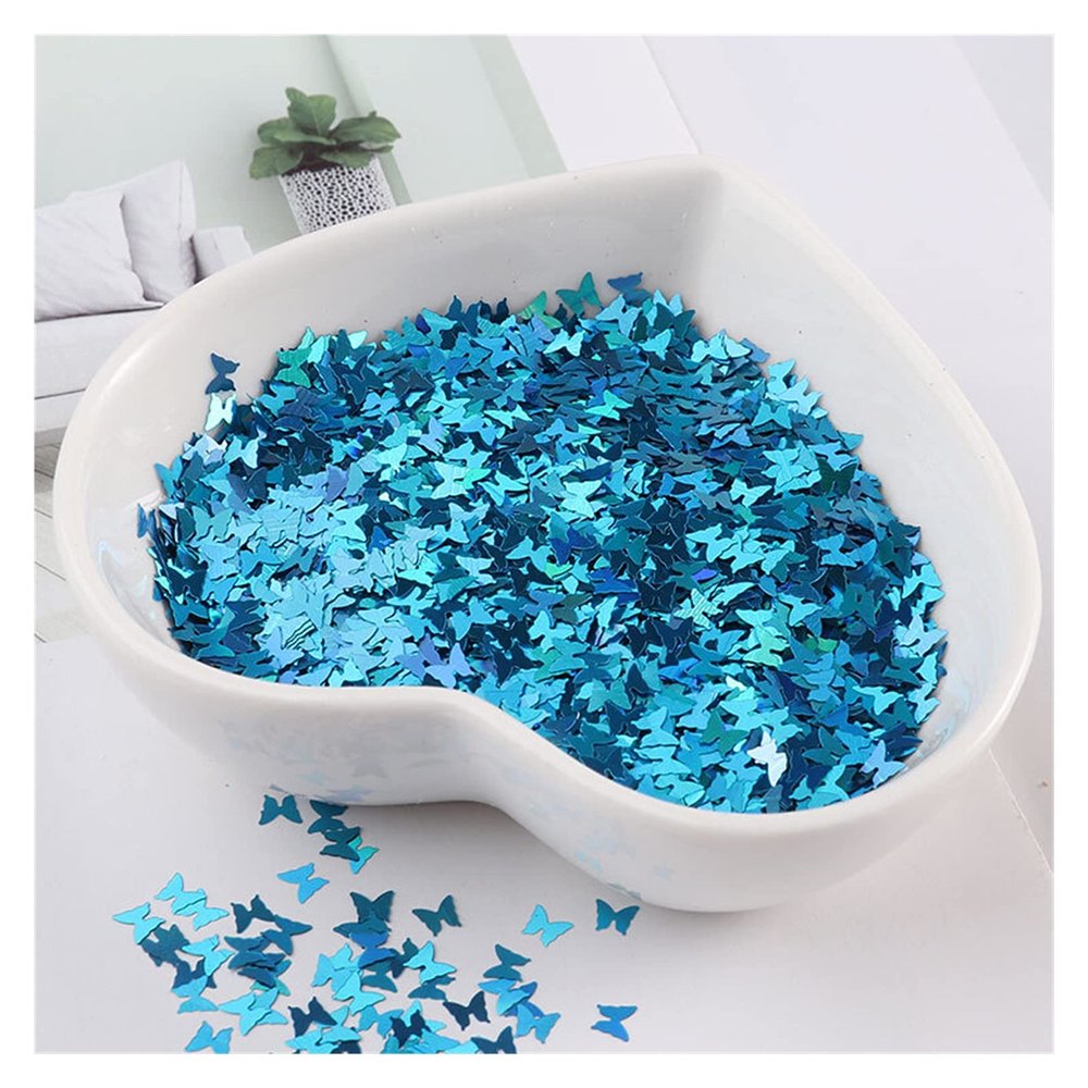 HANRUO Ultrathin 4mm Butterfly Sequins Nail Glitter Paillettes PET Sequin Nails Art Manicure DIY Material 10G (Color : 5 Light Blue)
